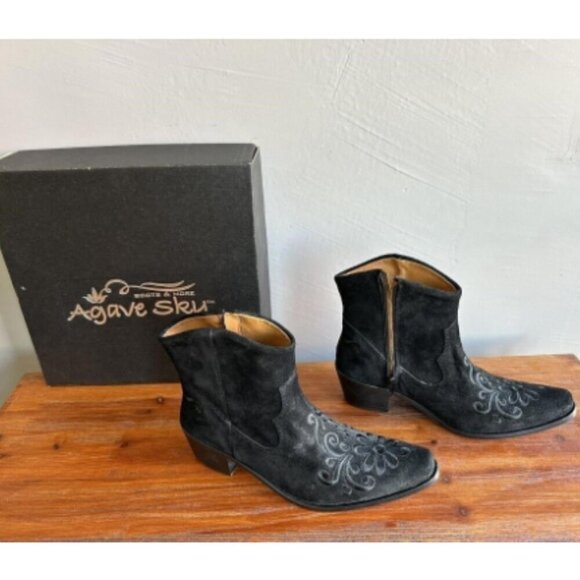 🩷🩷Agave Sky Black Vintage Floral Ankle Boot Size 10 - Picture 2 of 6